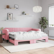 Divano Letto Estraibile con Materassi Rosa 90x200 cm Velluto 3197090