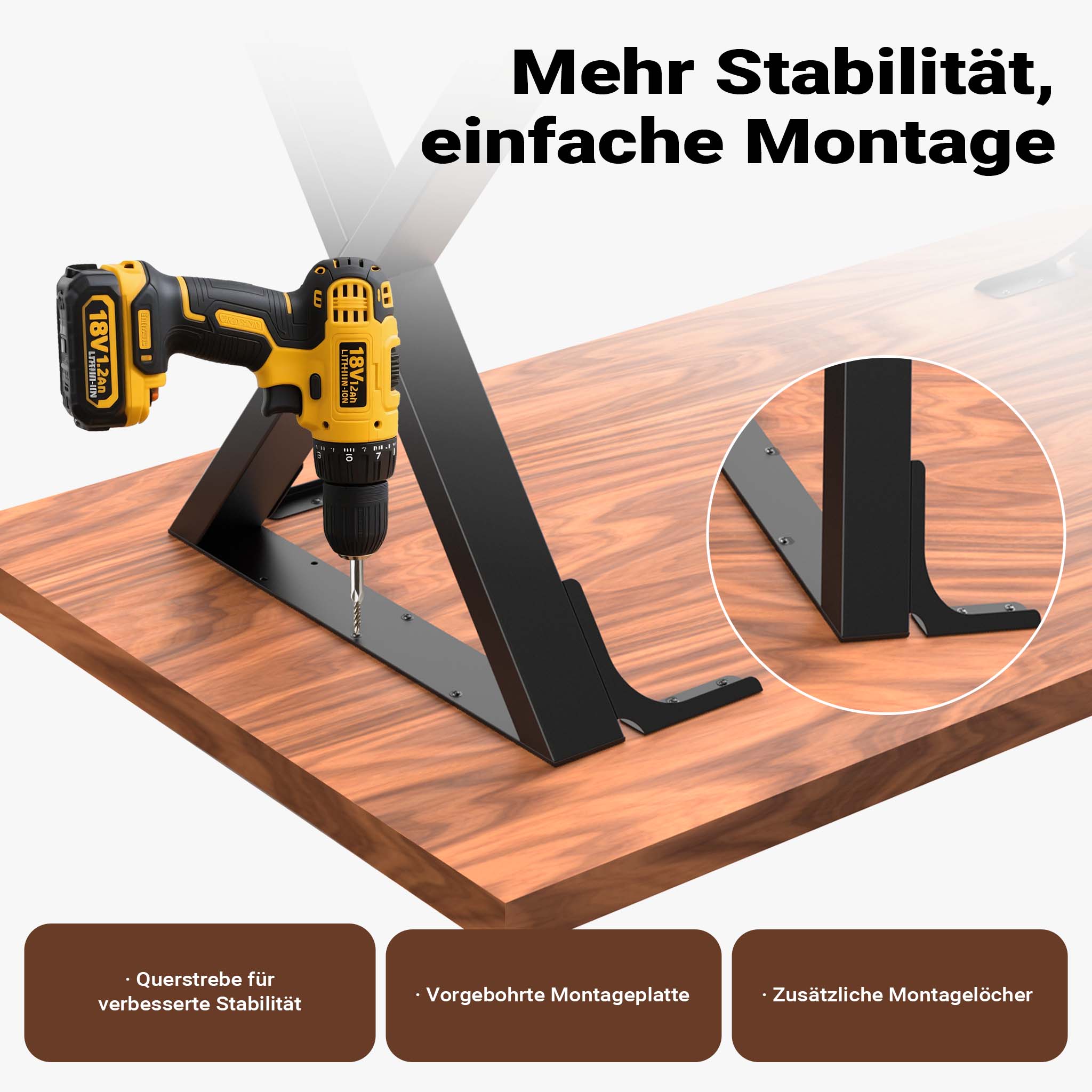 Base per tavolo 72x60 cm con gambe tavolo a forma di X colore nero