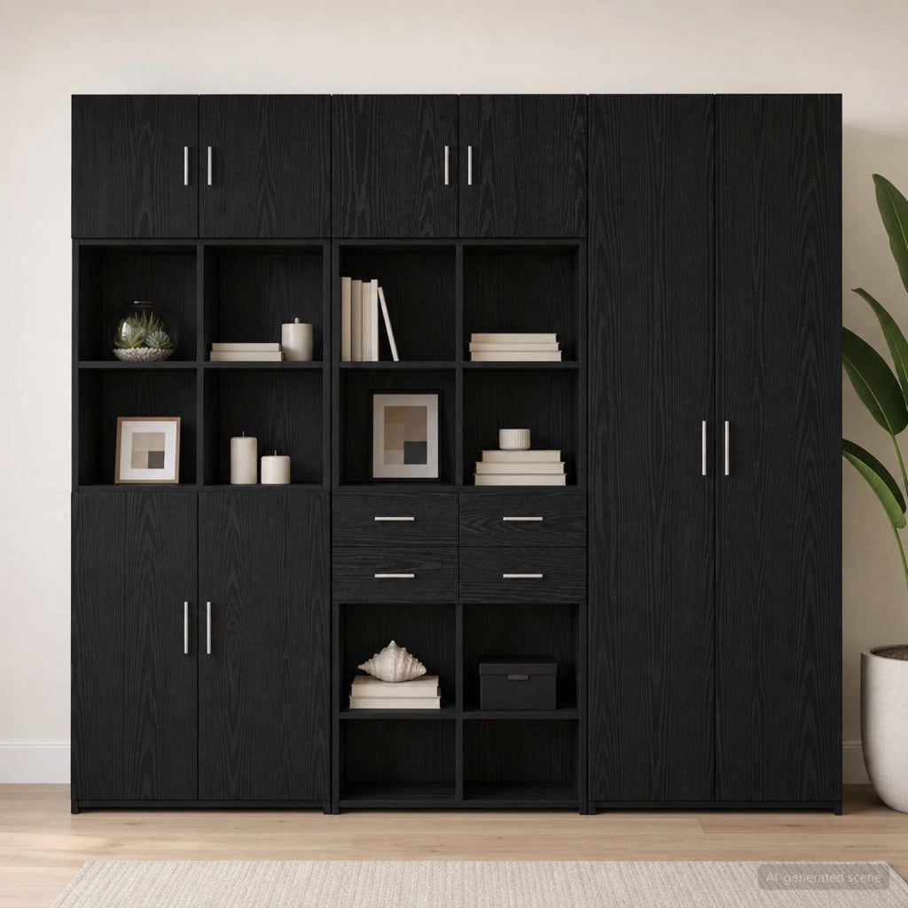 Armadio per la conservazione con ripiani Rovere Nero 3446672
