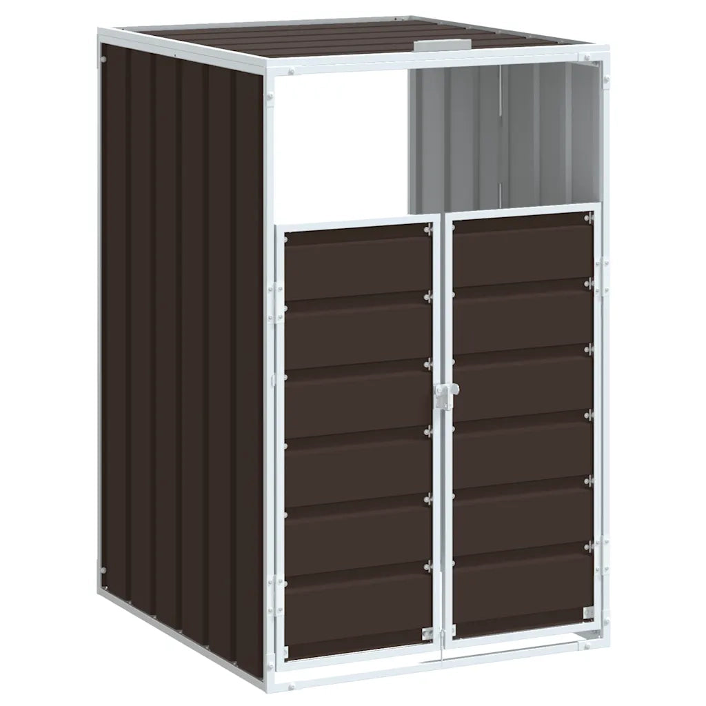 vidaXL Copribidone Ruote Bidone Singolo Marrone 72x81x115 cm Acciaio