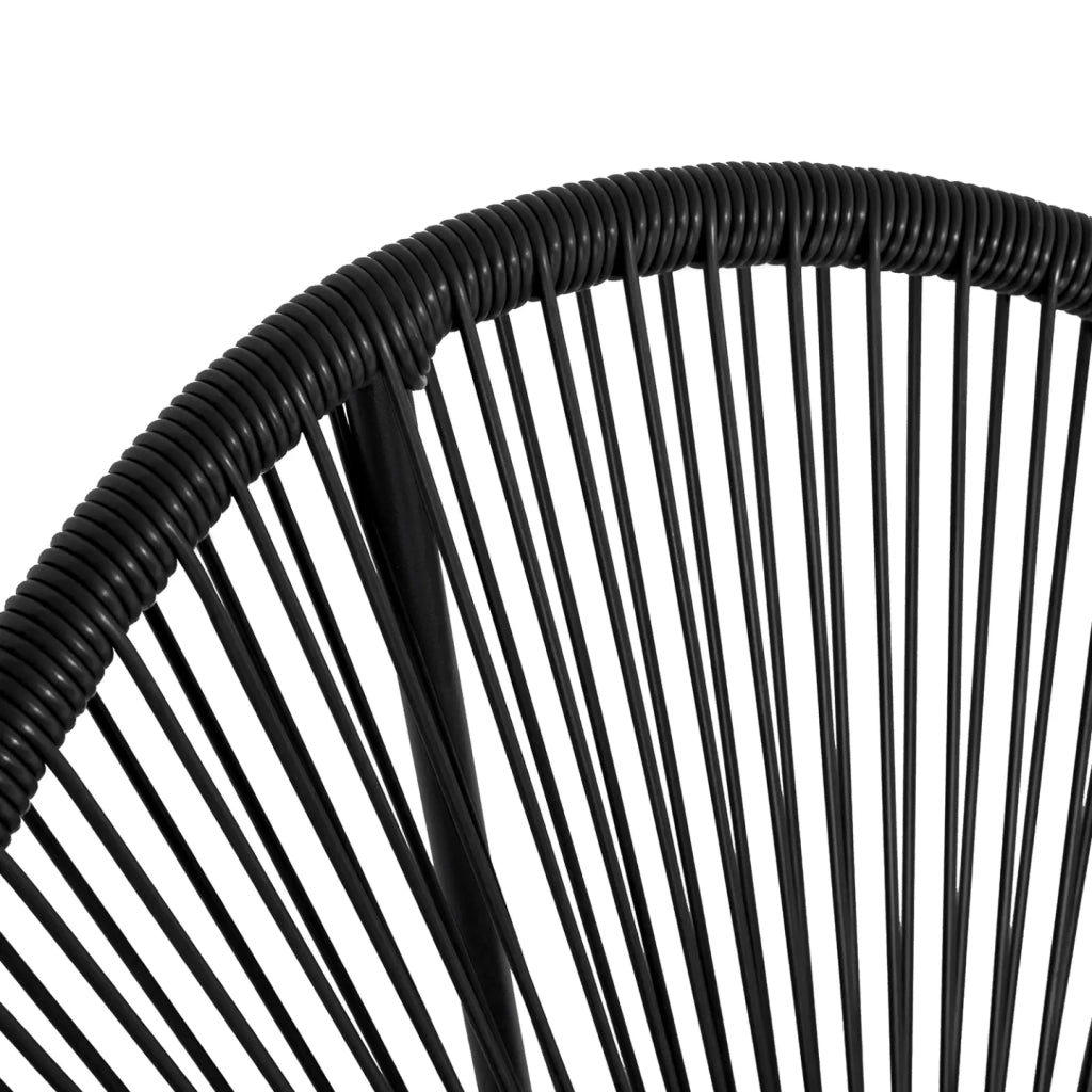 IDMarket - Set di mobili da giardino IZMIR tavolo e 2 poltrone uovo in corda nera