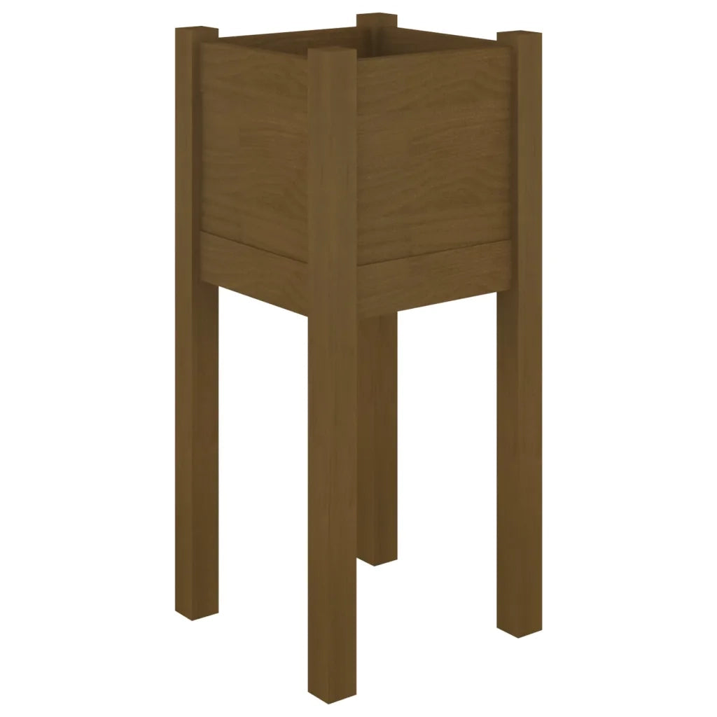 Fioriera Giardino-Vaso da Esterno-Contenitore per Piante Marrone Ambra 31x31x70 cm Legno Massello Pino