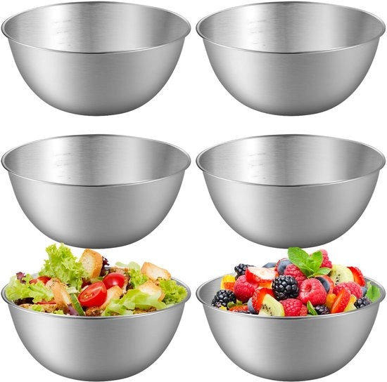 Set di 6 Mengi Cibi in Acciaio Inossidabile - Piatto di Servizio - Piatto per Snack - Piatto per Servire - Leggibile e Pratico - Mengi Cibi Leggeri