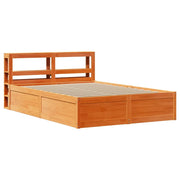 Letto matrimoniale | Letto per adulti | Giroletto con Testiera Marrone Cera 140x190 cm Massello Pino