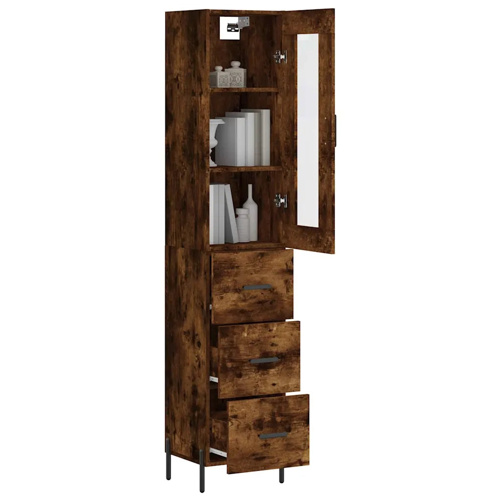 Credenza | Madia | Buffet da pranzo | Armadio da pranzo Rovere Fumo 34,5x34x180 cm in Legno Multistrato