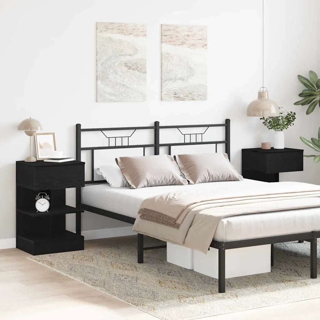 Set di 2 Comodini | Armadio da Notte | Mobiletto da notte con cassetto Rovere Nero 40 x 35 x 65 cm