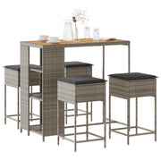 vidaXL Set Bar da Giardino 5 pz con Cuscini in Polyrattan Grigio