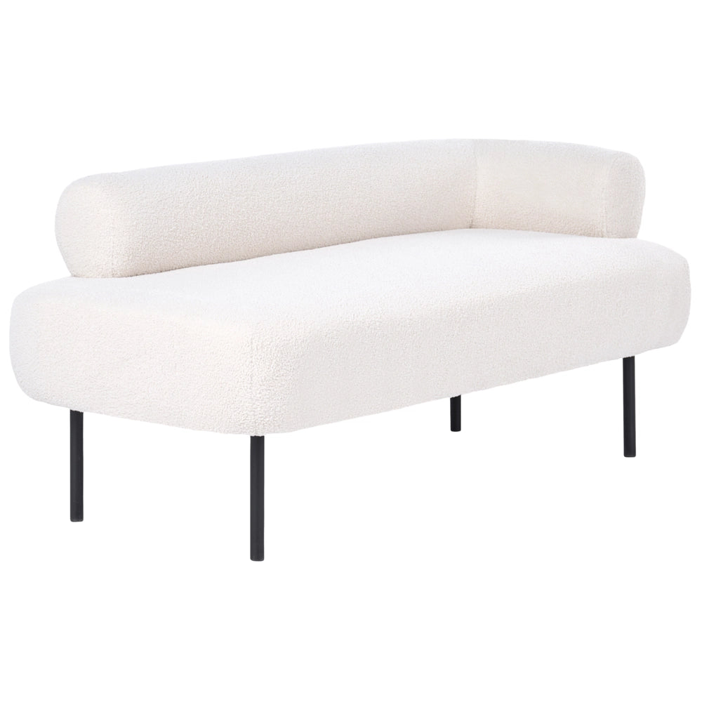 Chaise longue lato destro in tessuto bianco sporco rivestimento idrorepellente gambe in metallo design moderno per soggiorno