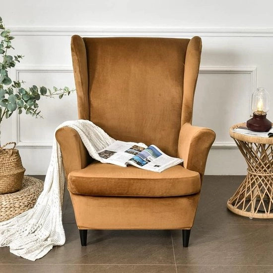 Fauteuil con protezione - Decorazione per soggiorno - Prodotto migliorato 2-in-1 - Set a 2 pezzi - Camel
