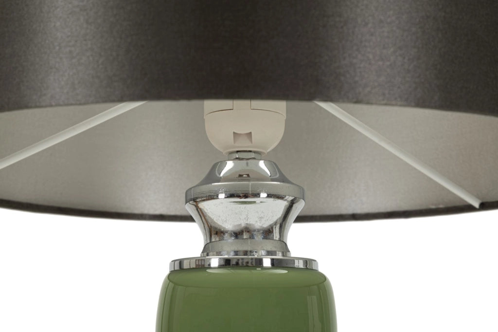 Lampada da Tavolo Eva Three Ø33x57 cm in Vetro e Ferro e Tessuto Bianco e Grigio