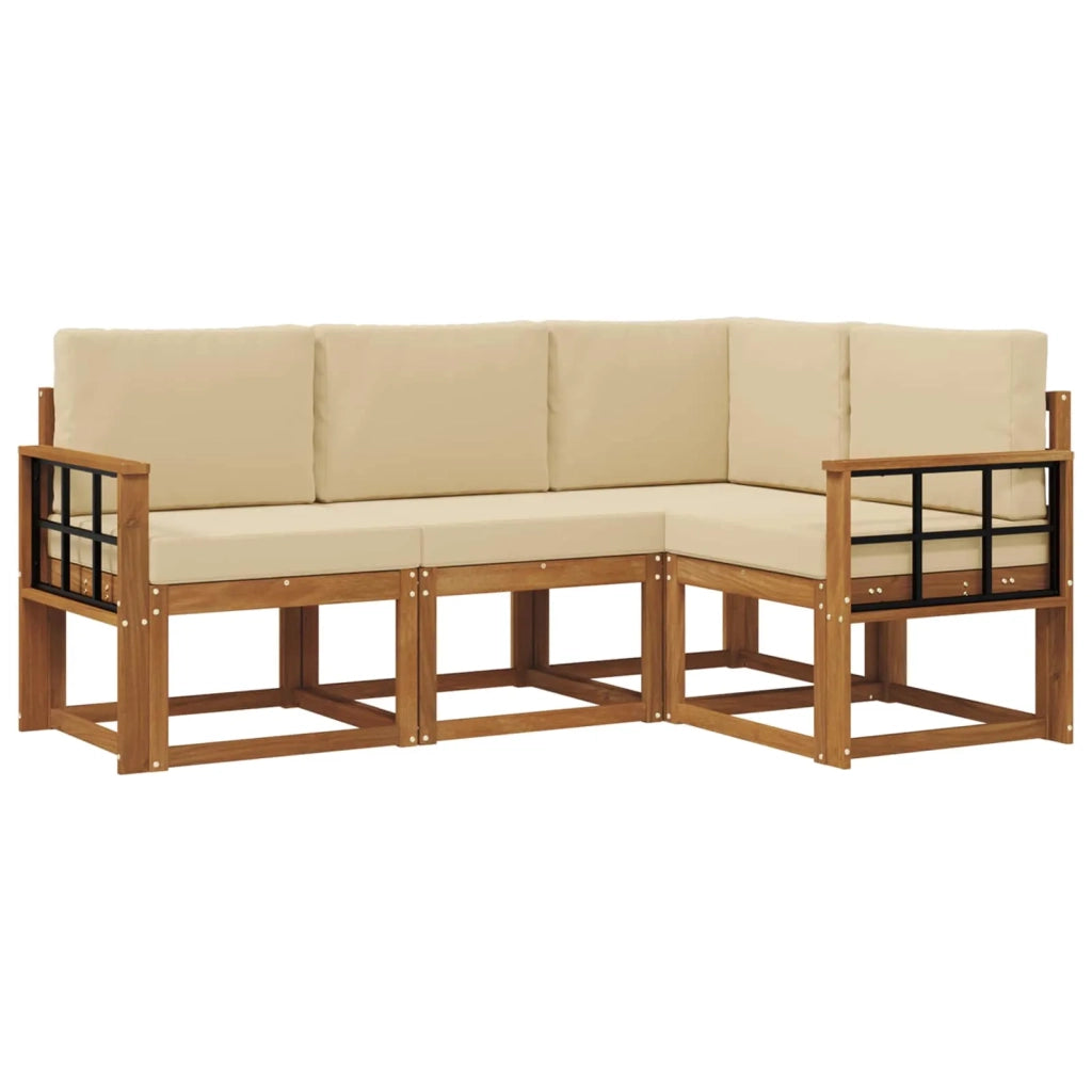 Set di divani da esterno con cuscino 4 pcs Naturale e Beige
