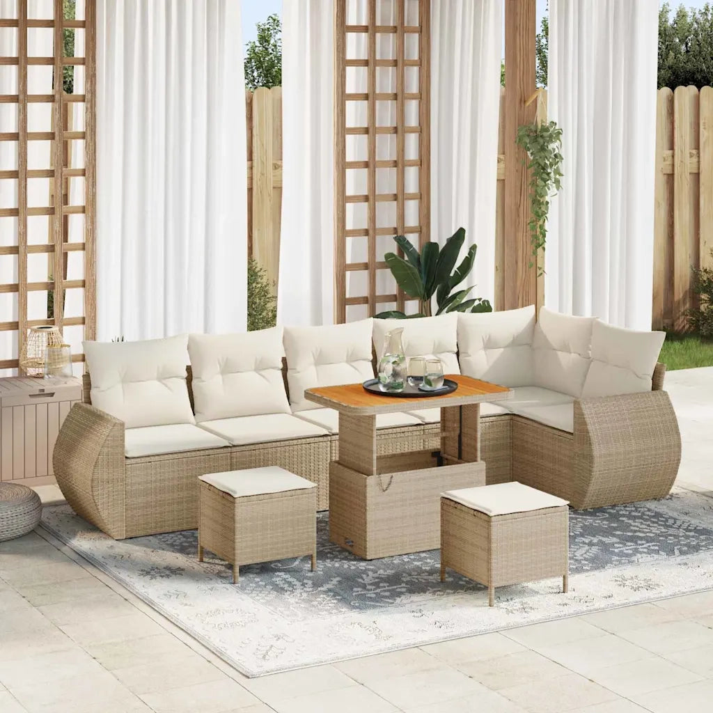 Set Divano da Giardino 9 pcs Beige polyrattan 3361896