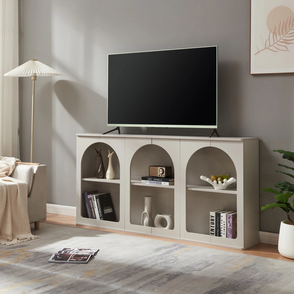 Credenza Trorhun Mobile Contenitore con Ripiano 160x30x80 cm - Grigio [en.casa]