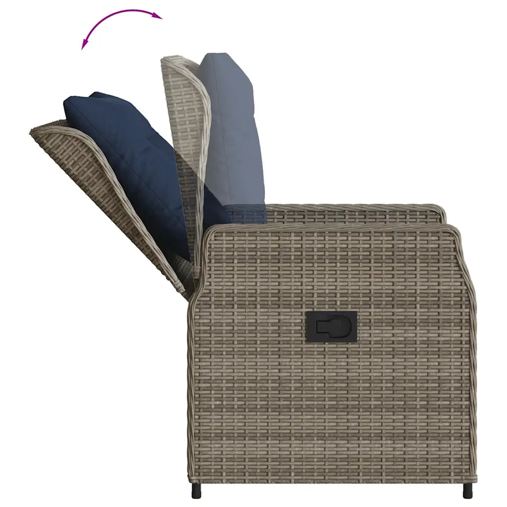 Sedie da giardino reclinabili 2 pz in Polyrattan Grigio 368659