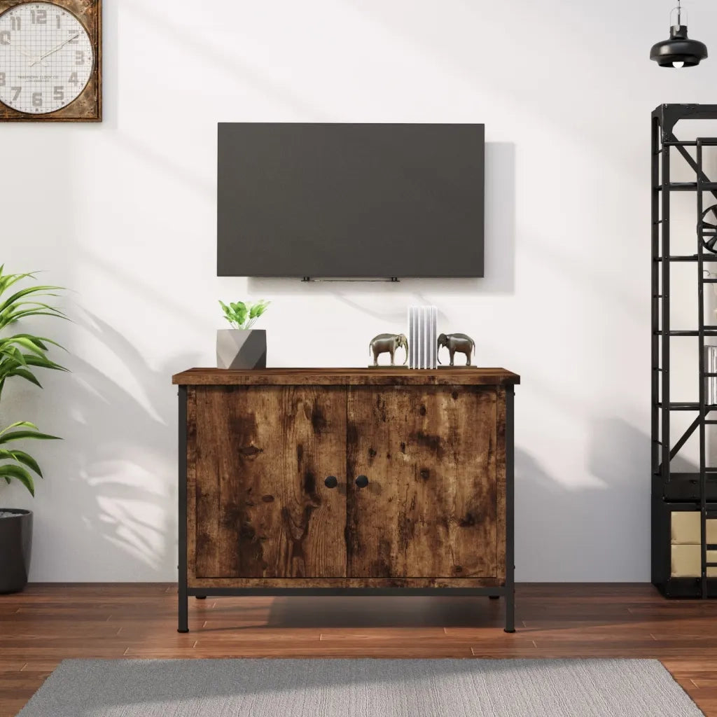 Mobile TV | Armadietto TV | Mobile Porta TV con Ante Rovere Fumo 60x35x45 cm in Legno Multistrato