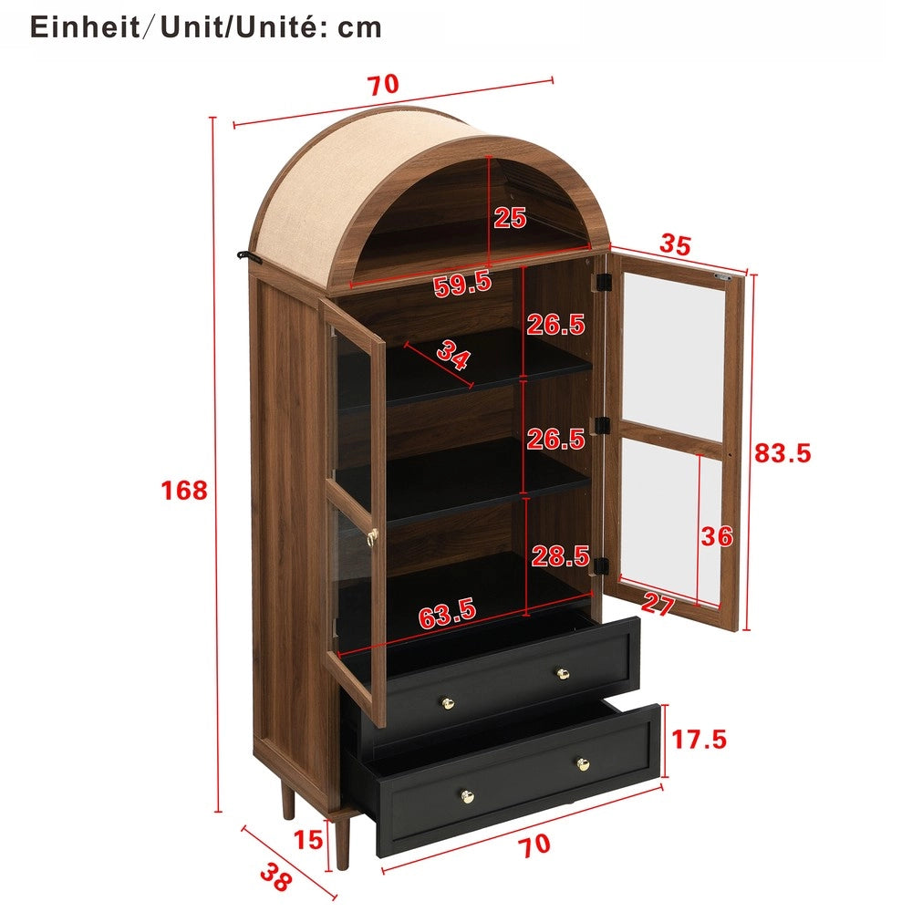 Credenza con Ripiani Regolabili e Vetro Curvo ¨C MINIMAL ¨C Design Moderno Retro