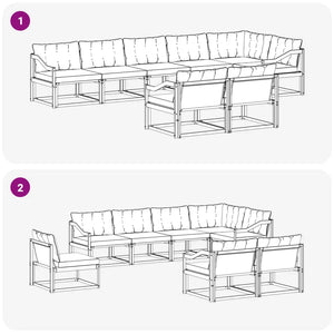 Set di divani da esterno con cuscino 8 pcs Naturale e Nero 3369587
