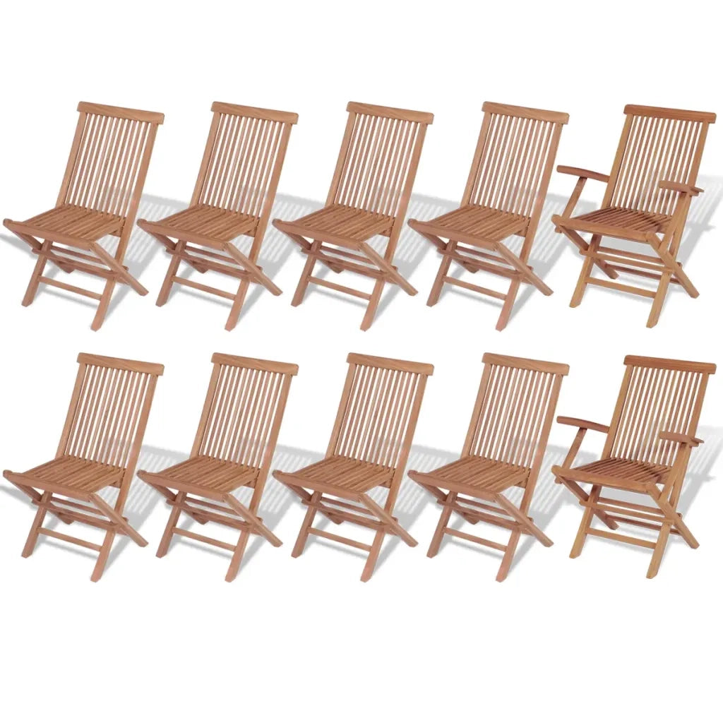 Set da Pranzo Giardino 11 pz Sedie Pieghevoli Massello di Teak 43043