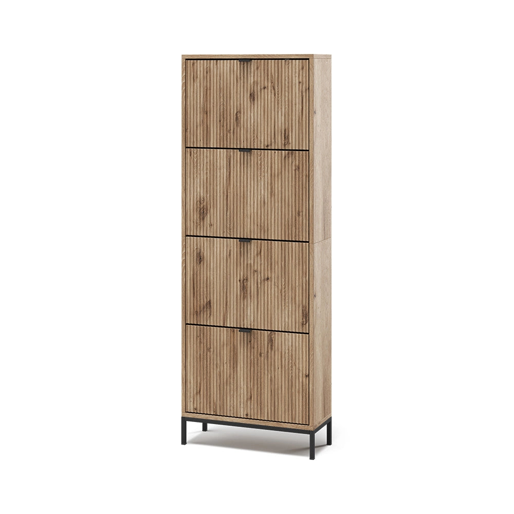 Vicco Scarpiera da ingresso Quercia vichinga 60 x 168 cm con 4 cassetti pieghevoli
