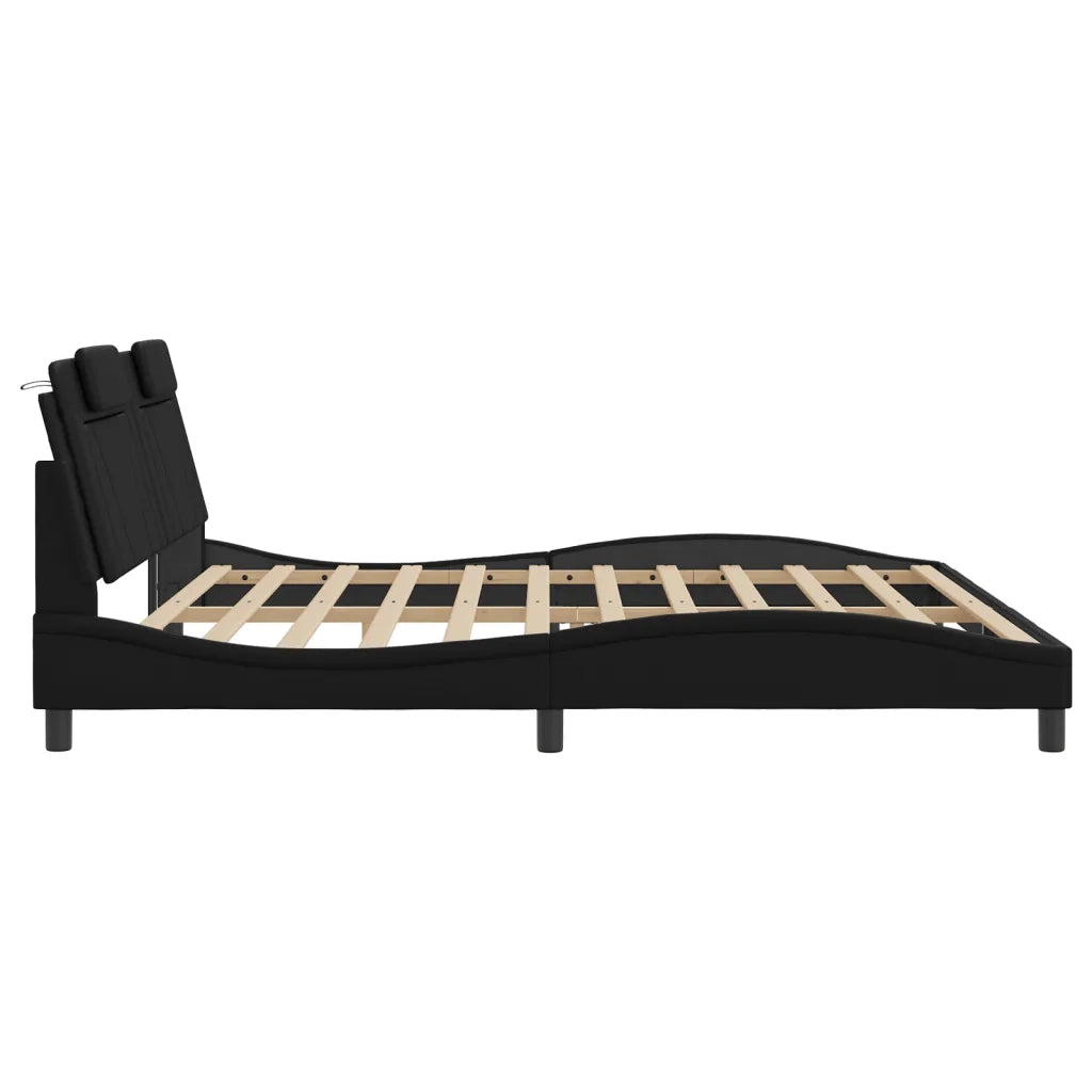 Letto matrimoniale | Letto per adulti | Giroletto Viana con LED senza Materasso Nero 200x200 cm