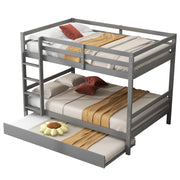 Letto a Castello 140x200 cm; 3 Posti - Con Letto Estraibile; Scala - in Legno - Grigio