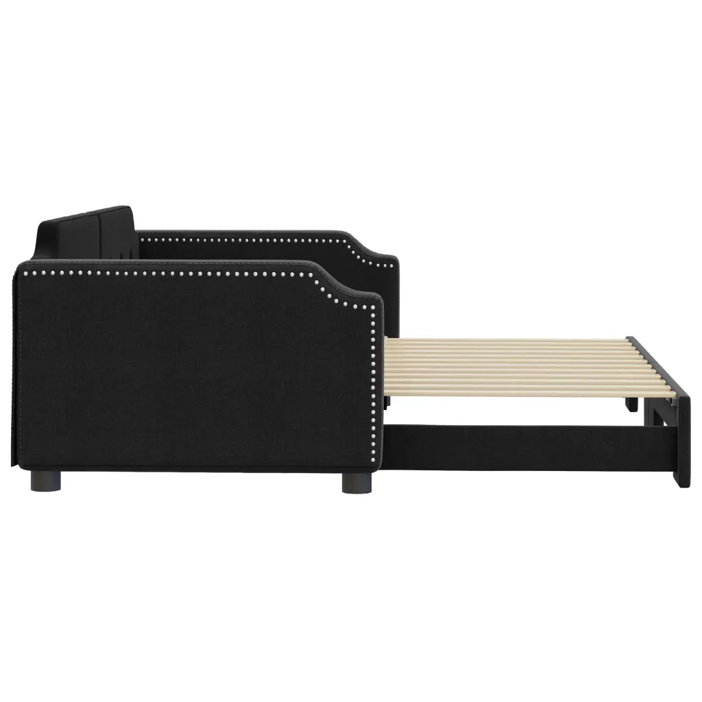 Divano Letto con Letto Estraibile Nero 100x200 cm in Tessuto 3197641