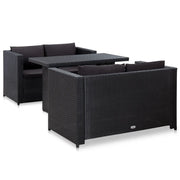 Set Divani da Giardino 3 pz con Cuscini in Polyrattan Nero 46397
