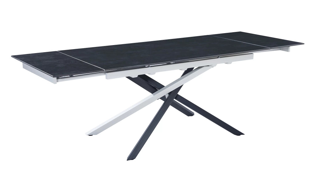 Mobili 2g - tavolo moderno allungabile piano pietra grigio scuro 160x90x78 - Mobili 2G