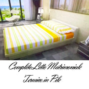 Trade Shop - Completo Da Letto In Pile Lenzuolo Sopra E Sotto 2 Copricuscino Arancione Verde -