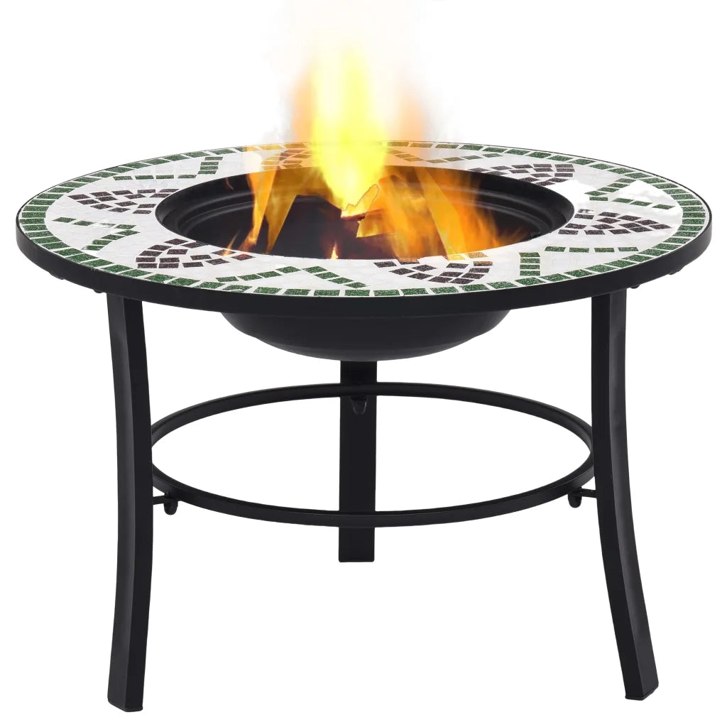 Braciere a Mosaico Verde 68 cm in Ceramica CFW4318941