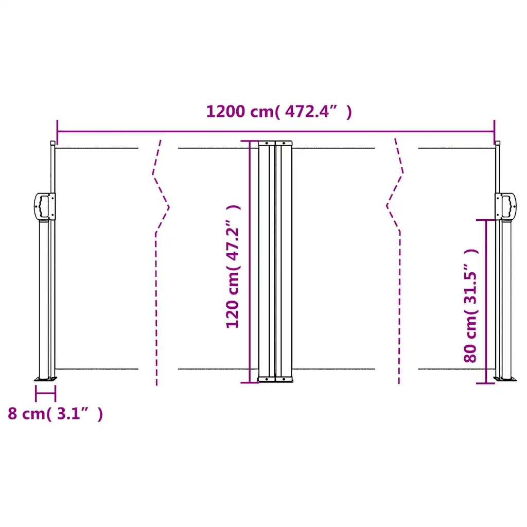 Tenda da Sole Laterale Retrattile Bianca 120x1200 cm