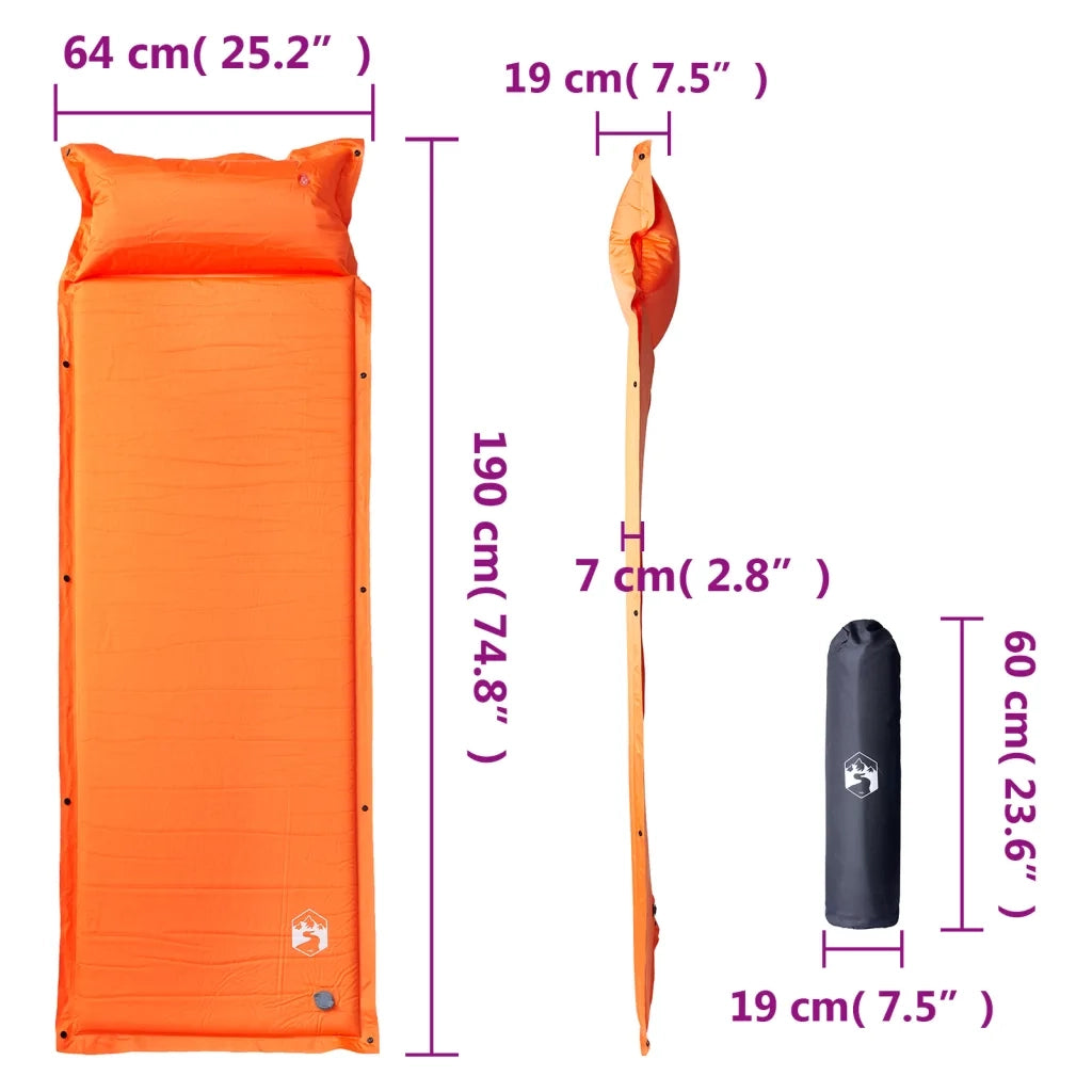 Materasso-Materasso per letto Campeggio Autogonfiabile Cuscini 1 Persona Arancio 627181