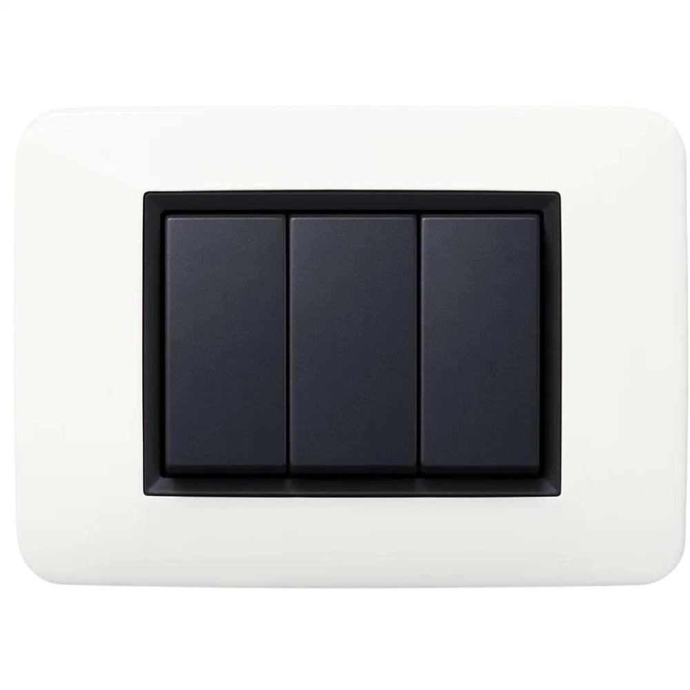 Vimar eikon round placca in metallo bianco antico elegante *** numero posti 3 posti, confezione 1