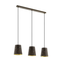 Lampadario A Sospensione Minimal Segezia Acciaio Moka Oro 3 Luci E27