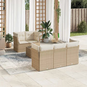 Set Divano da Giardino 6 pz con Cuscini Beige in Polyrattan 3217248