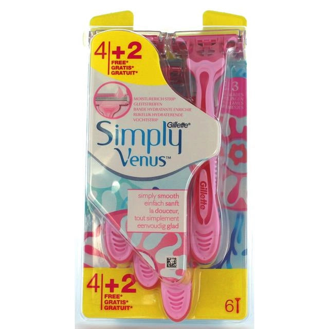 GILLETTE VENUS SIMPLY 3 RASOIO USA & GETTA 4+2 PZ.