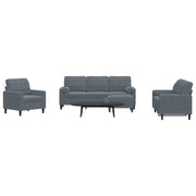 Set di Divani 4 pz con Cuscini e Rinforzi Grigio Scuro Velluto