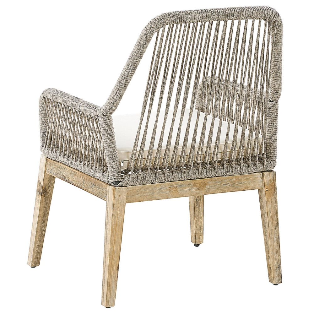 Sedie da pranzo da giardino per esterni Beige Vimini Struttura in acciaio polipropilene Gambe in legno Acacia Design moderno Set di 2