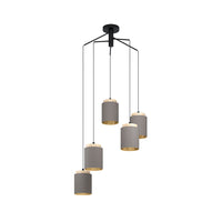 Lampadario Industrial Albariza 5 Luci Metallo Nero E Marrone