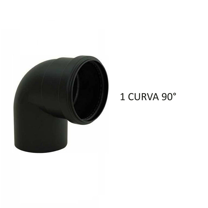 kit tubi stufa a pellet tubi acciaio nero montaggio 80mm curva guarnizione tee