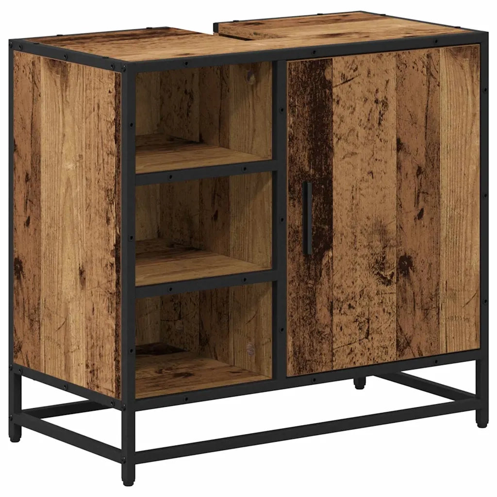 Set di mobili per il bagno con lo scaffale 3 pcs Legno vecchio
