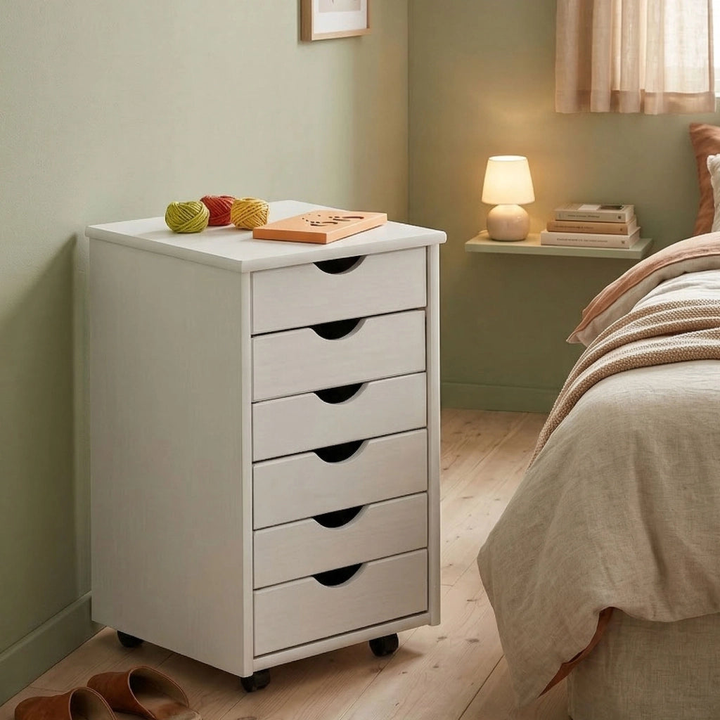 Oyace, Cassettiera 6 Cassetti, 36x40x65h cm Bianco