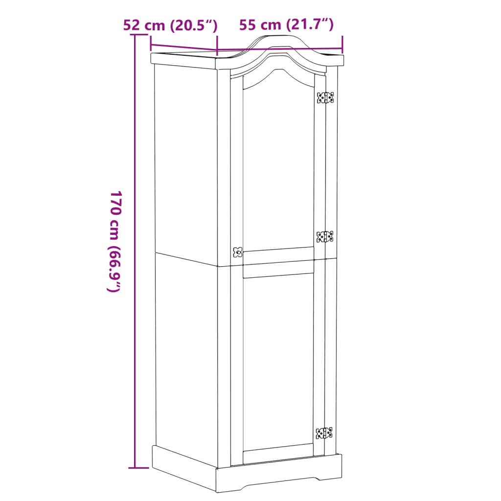 Armadio Corona 55x52x170 cm in Legno Massello di Pino CFW2483910