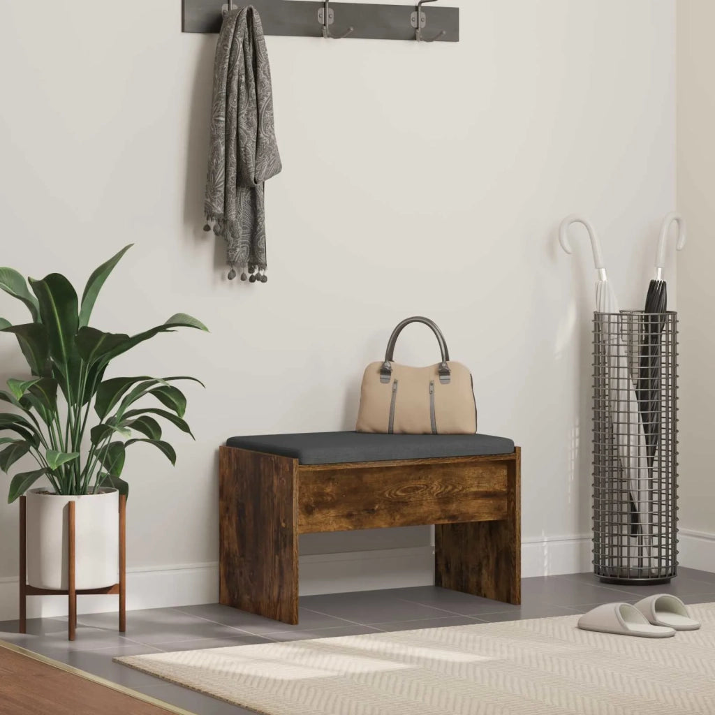 Panca per ingresso con cuscino Rovere fumé 63 x 38 x 40 cm 891548