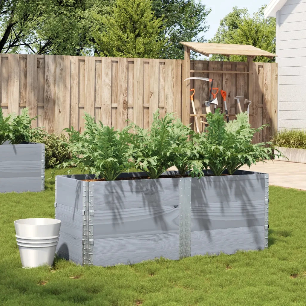 Fioriera | Cassetta per fiori | Vaso da Giardino Grigia 150x50 cm Legno Massello di Pino