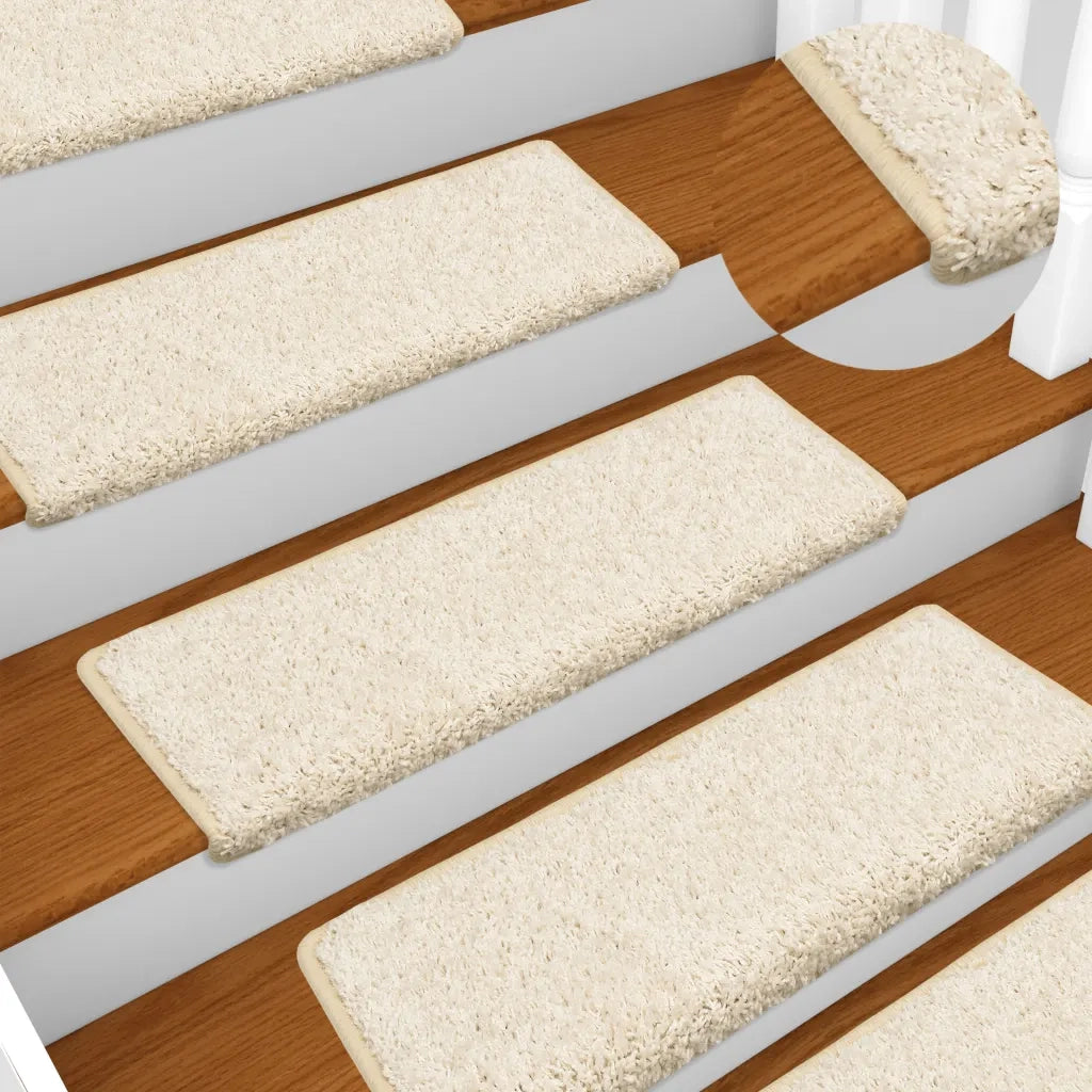 Tappetini per scale 10 pz 65x21x4 cm bianchi con bordo rettangolare 149827