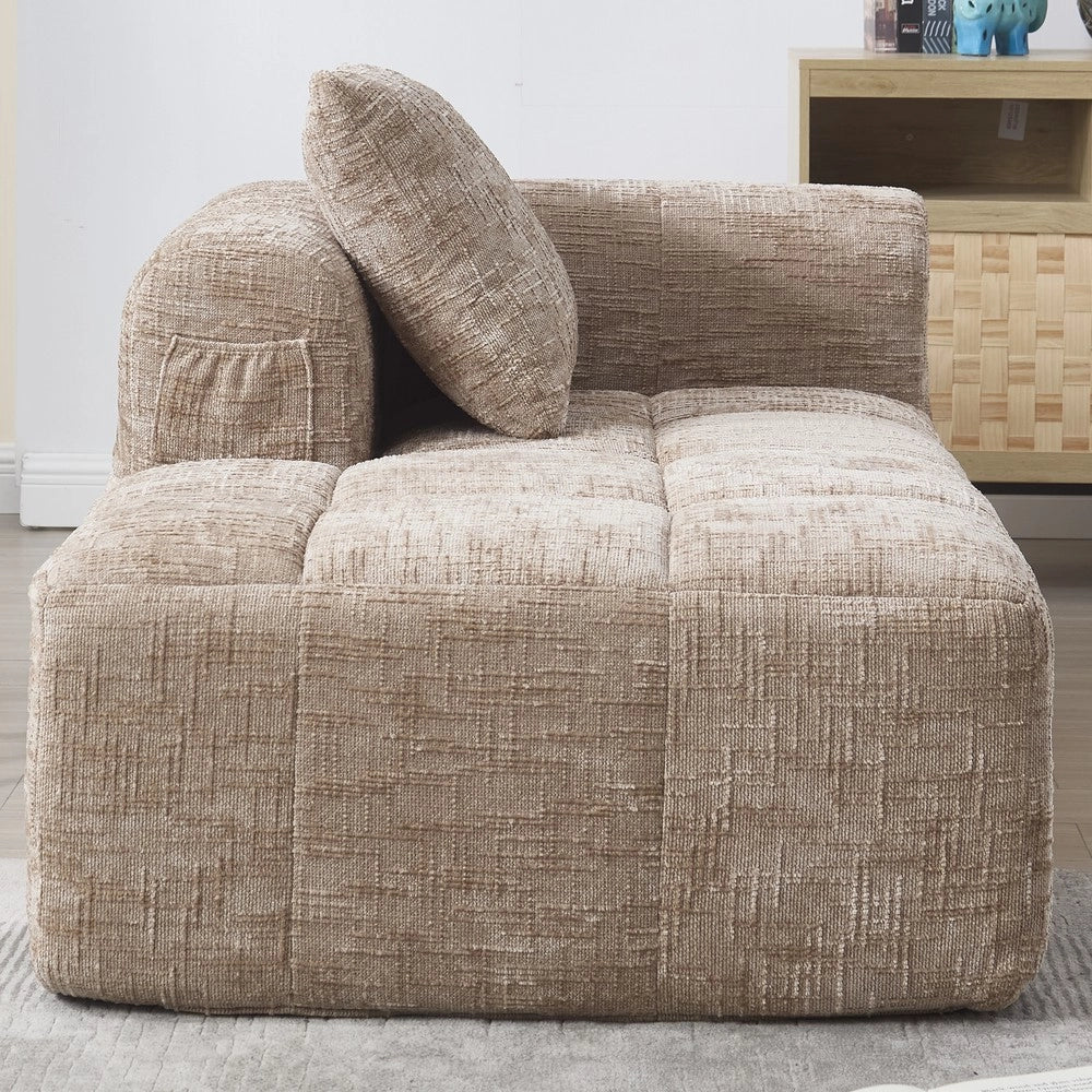 Chaise longue con cuscini ¨C Minimal ¨C tessuto khaki, con tasche laterali