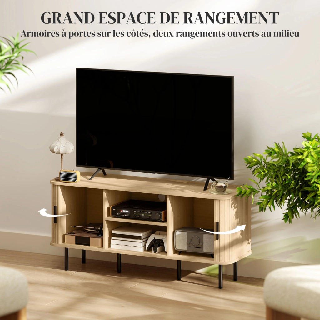 Mobile TV design scandinavo con 2 ante tambour ¨C zephmum ¨C ton ch¨ºne 120x30x