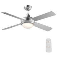 Ventilatore da soffitto Ø 130 cm con 4 pale, lampadario ventilatore con 3 velocità, telecomando, timer, modalità estiva e invernale, 65 W
