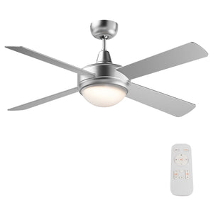 Ventilatore da soffitto Ø 130 cm con 4 pale, lampadario ventilatore con 3 velocità, telecomando, timer, modalità estiva e invernale, 65 W